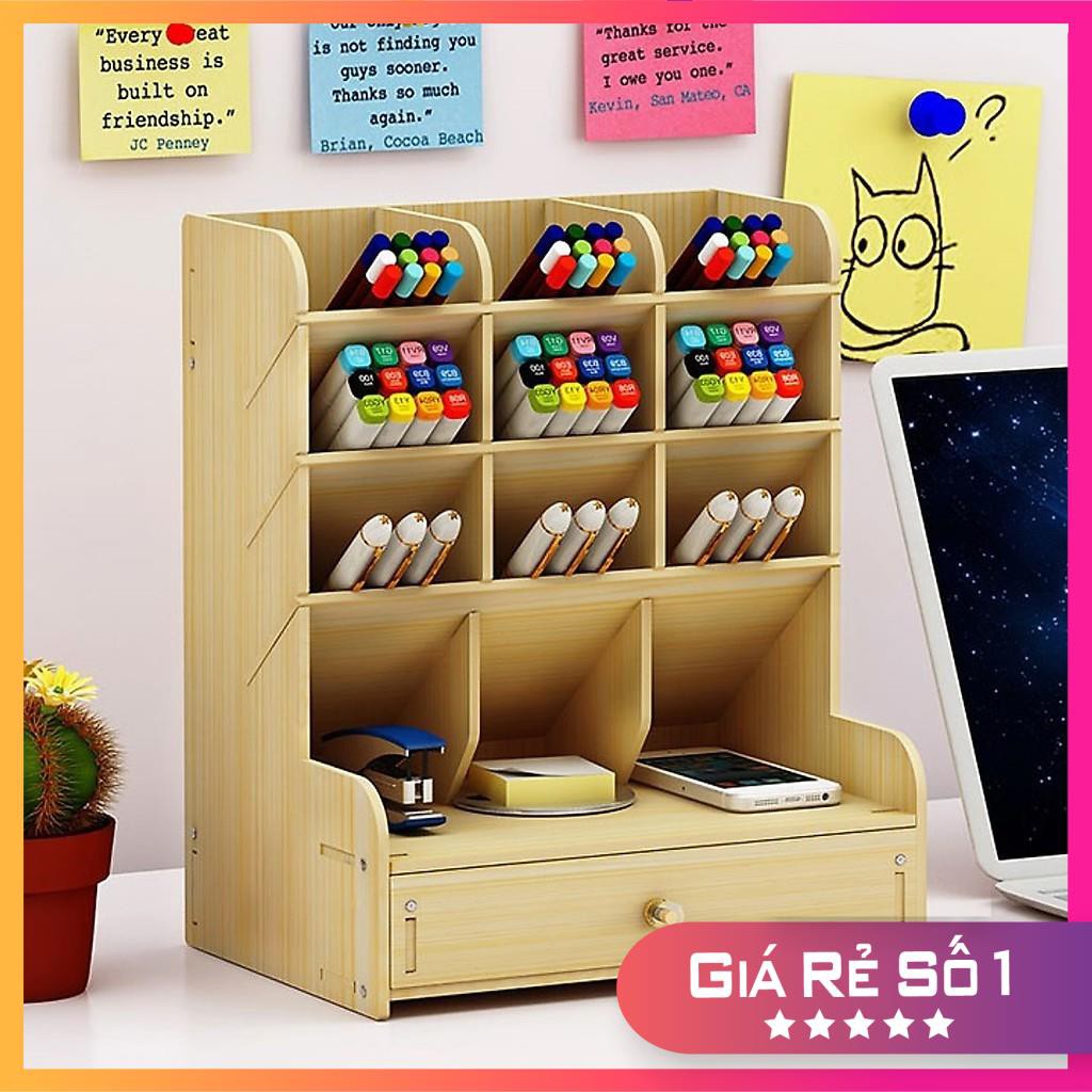 Giá Kệ Gỗ Cắm Bút B11 𝗙𝗥𝗘𝗘 𝗦𝗛𝗜𝗣 Đựng đồ dụng học tập &văn phòng phẩm để bàn có nhiều ngăn giao màu ngẫu nhiên | BigBuy360 - bigbuy360.vn