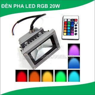 Pha led 20w đổi màu + remote