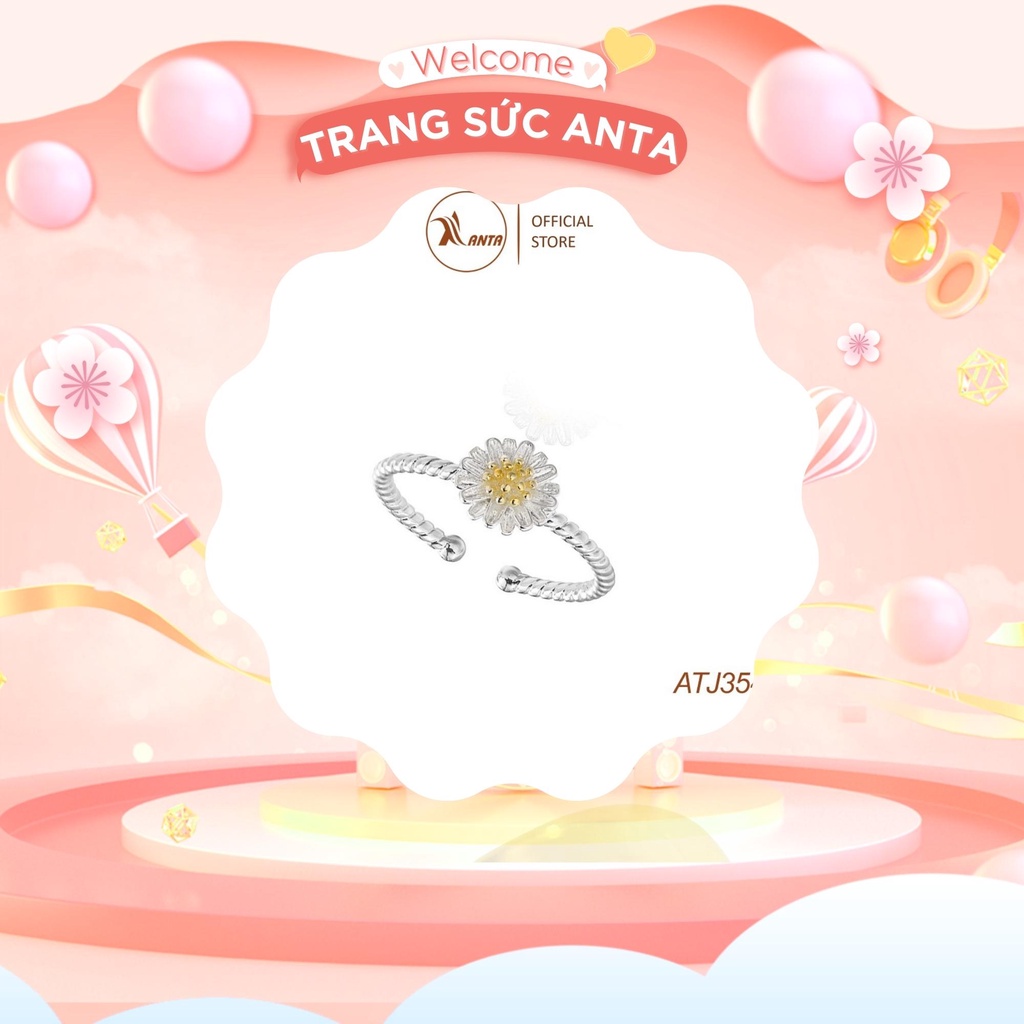 Nhẫn bạc hình hoa cúc , thân xoắn phong cách thời trang cho nữ ANTA Jewelry - ATJ3540