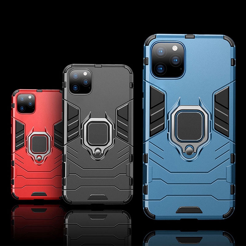 Ốp điện thoại cứng kiểu áo giáp gắn nhẫn đỡ nam châm chống sốc iPhone SE 2 2020 12 11 Pro X XR XS Max 7 8 6 6s Plus 5 5s