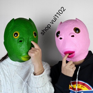   sẵn nhiều mẫu  Mặt nạ trùm đầu hóa trang quái vật đầu cá màu xanh lá phù hợp cho Halloween 