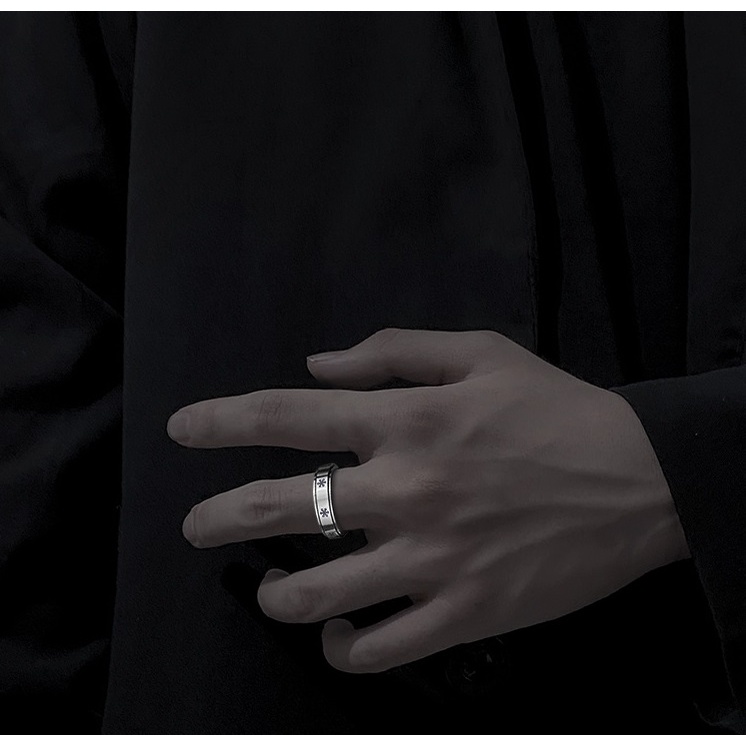 Nhẫn nam nữ tròn Unisex màu bạc Thời trang PUN chất liệu Titan đẹp đơn giản - Nhẫn Flake Ring