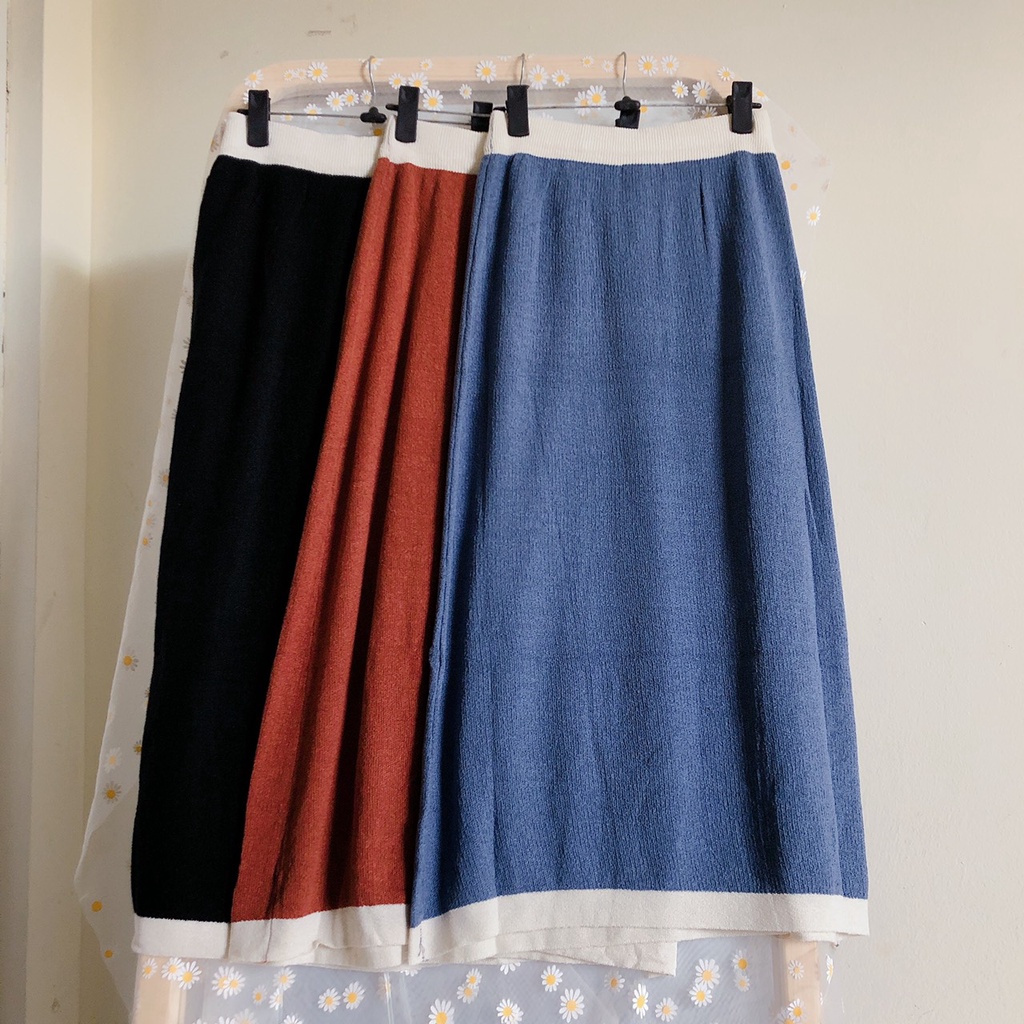 Chân Váy Len Midi Dáng A Váy Dệt Kim Dài Len Mongtoghi Mềm Mịn