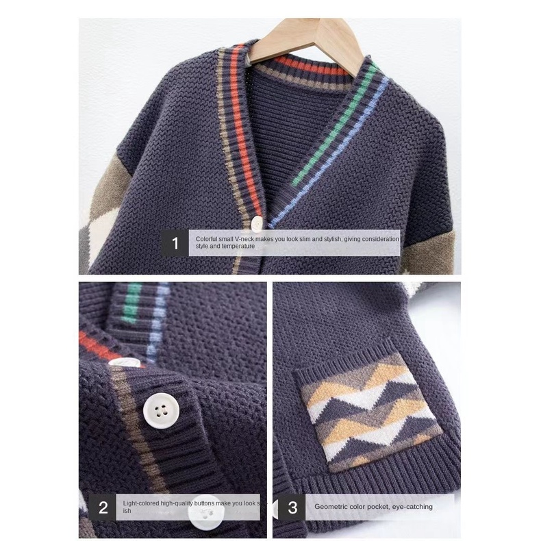 Áo Khoác Cardigan Dệt Kim Thời Trang Xuân Thu Cho Bé Trai