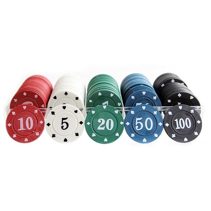 Bộ 100 chip poker có số  chất nhựa cao cấp hình in sắc nét, có khay nhựa tặng kèm
