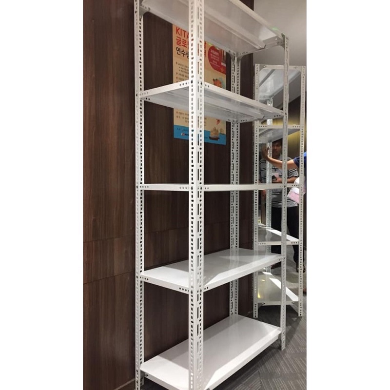 Kệ sắt v lổ trưng bày lắp gép đa năng, kệ kho hàng 5 tầng màu trắng. Kt dài 1m2, rộng 40cm, cao 2m