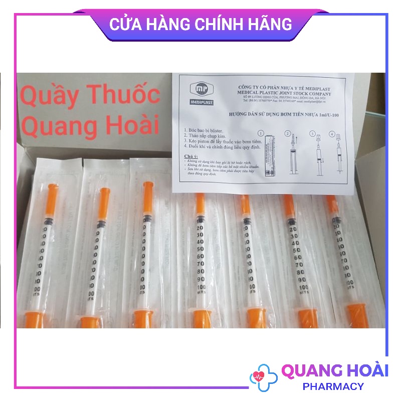 Bơm Tiêm Tiểu Đường - Bơm Tiêm Thẩm Mỹ MEDIPLAST/ DISPOSABLE 1ML U40 U100