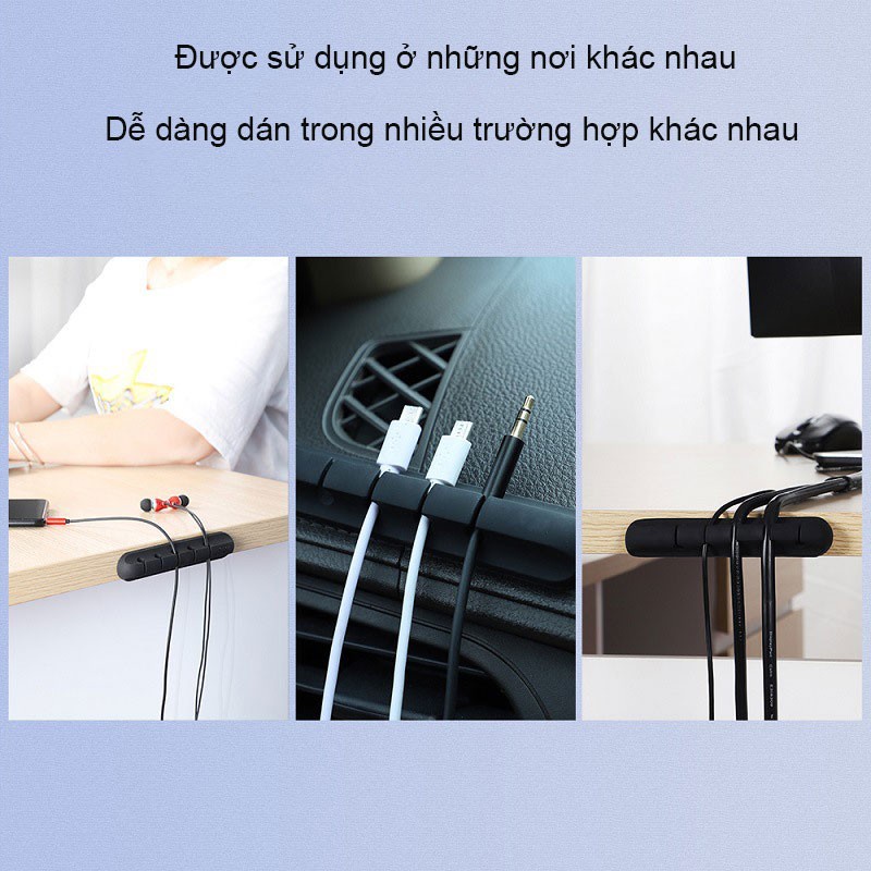 Thanh Kẹp Silicone Cố Định Dây Cáp Sạc, Phích Cắm, Dây Điện, Tai Nghe, Sắp Xếp Gọn Gàng Dây Cho Bàn Làm Việc