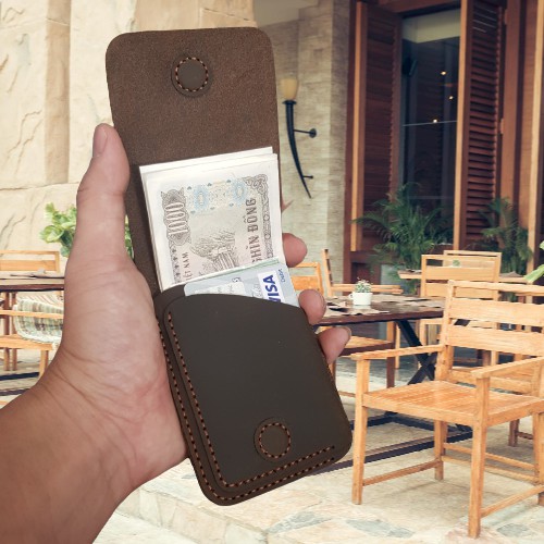 [ Da Thật ] Ví Nam Mini Ví Sen 3 Plus Da Bò Dáng Đứng BB01 - BH 12 Tháng
