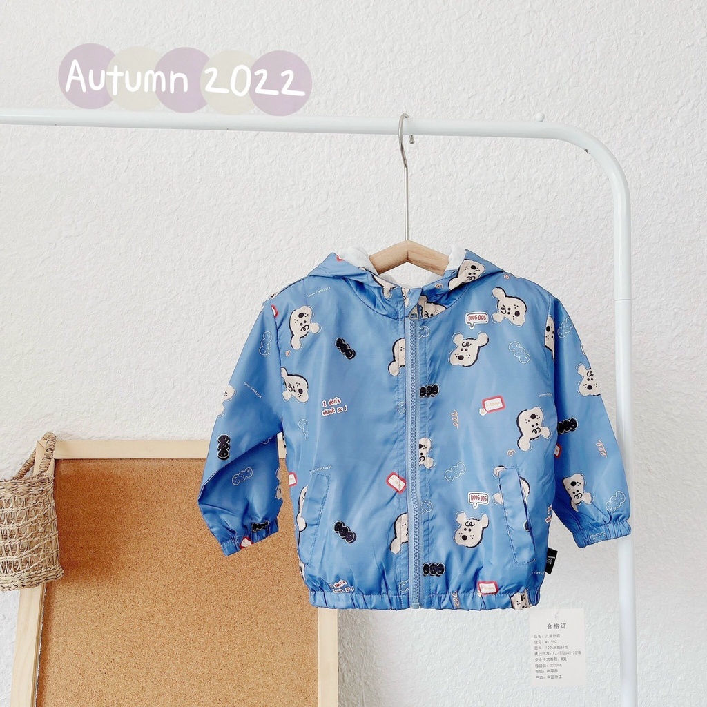 Áo khoác gió unisex quảng châu, áo gió hàng hai lớp lót cotton đẹp cho bé
