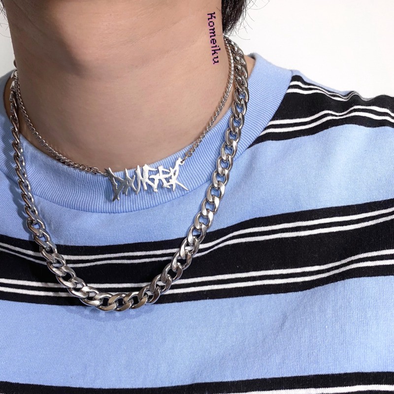 Dây chuyền mặt hình gai bằng thép titan phong cách hip hop punk