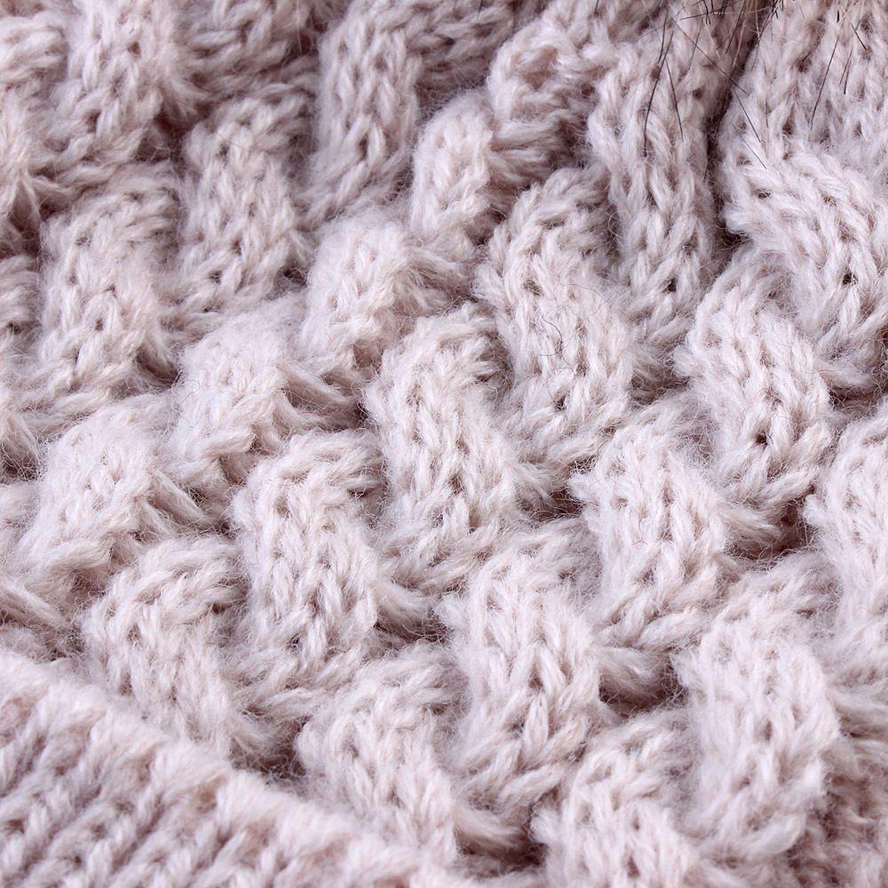 Mũ Beanie Dệt Kim Phối Lông Thú Mềm Mại Có Thể Điều Chỉnh