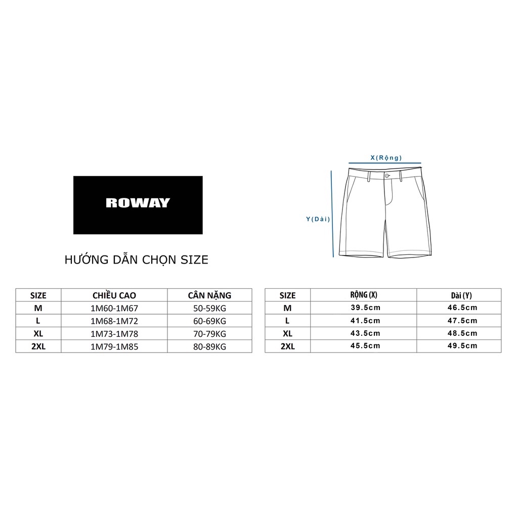 Quần short nam ROWAY Fullbox, vải kaki co giãn nhẹ, form regular | short