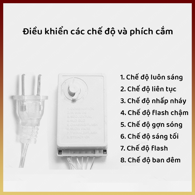 Dây đèn Led Rèm 8 CHẾ ĐỘ, Trang Trí Nhà Cửa, Decor Quầy Bar Lung Linh, Có Điều Khiển Từ Xa Tiện Lợi, KC Home