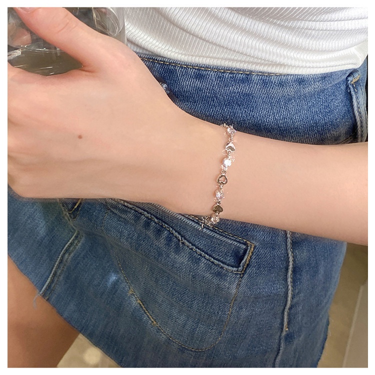 Vòng Tay Nữ Mặt Trái Tim Rỗng Đính Đá Zircon Đơn Giản Ngọt Ngào Phong Cách Hàn Quốc Phiên Bản Mới Cocojelowry