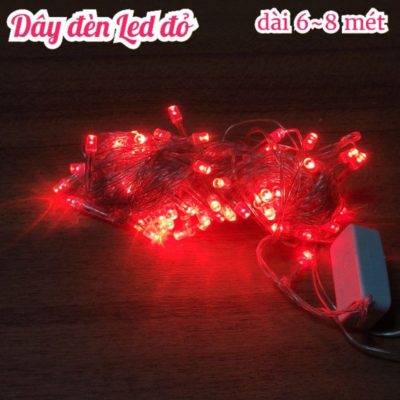 (Giá tốt nhất) Dây đèn Led màu đỏ không chớp dây dài 6~8 mét