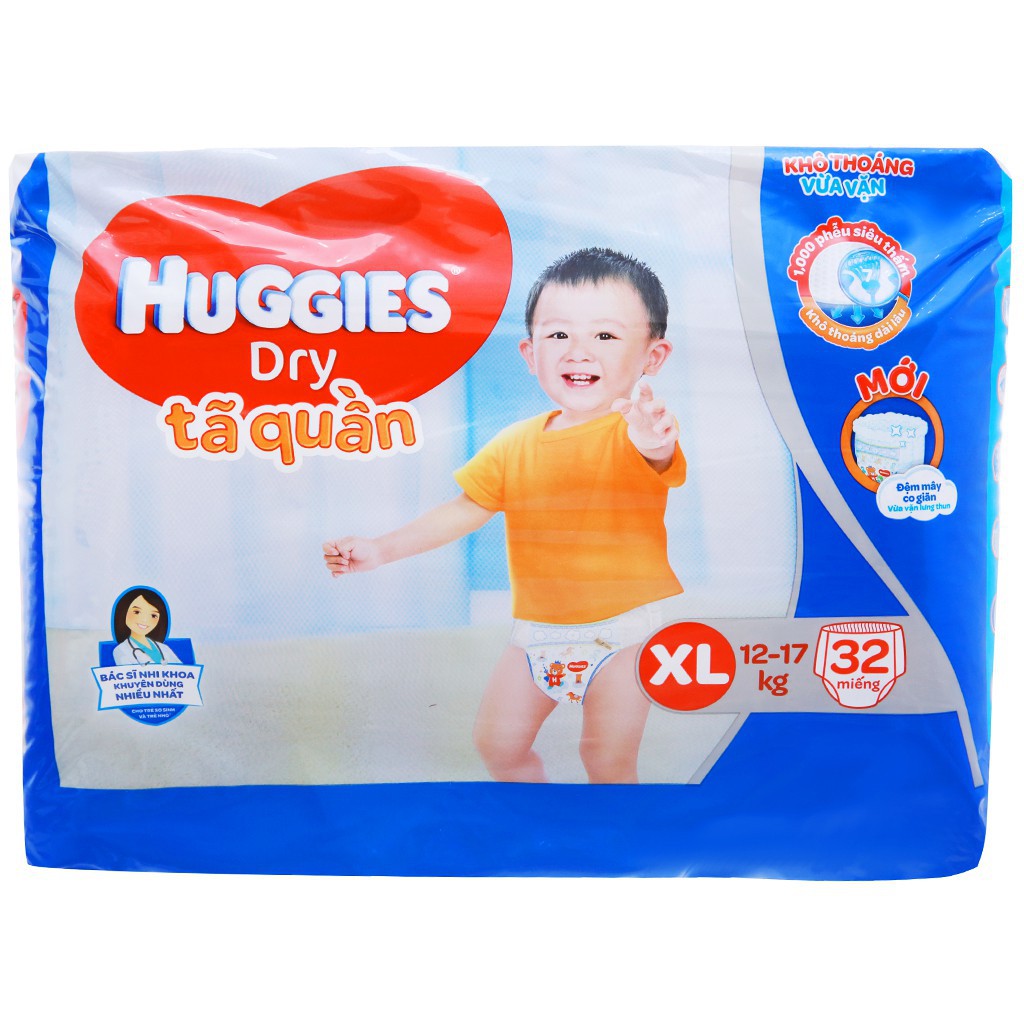 Tã quần Huggies Dry size XL 32 miếng (cho bé 12 - 17kg)