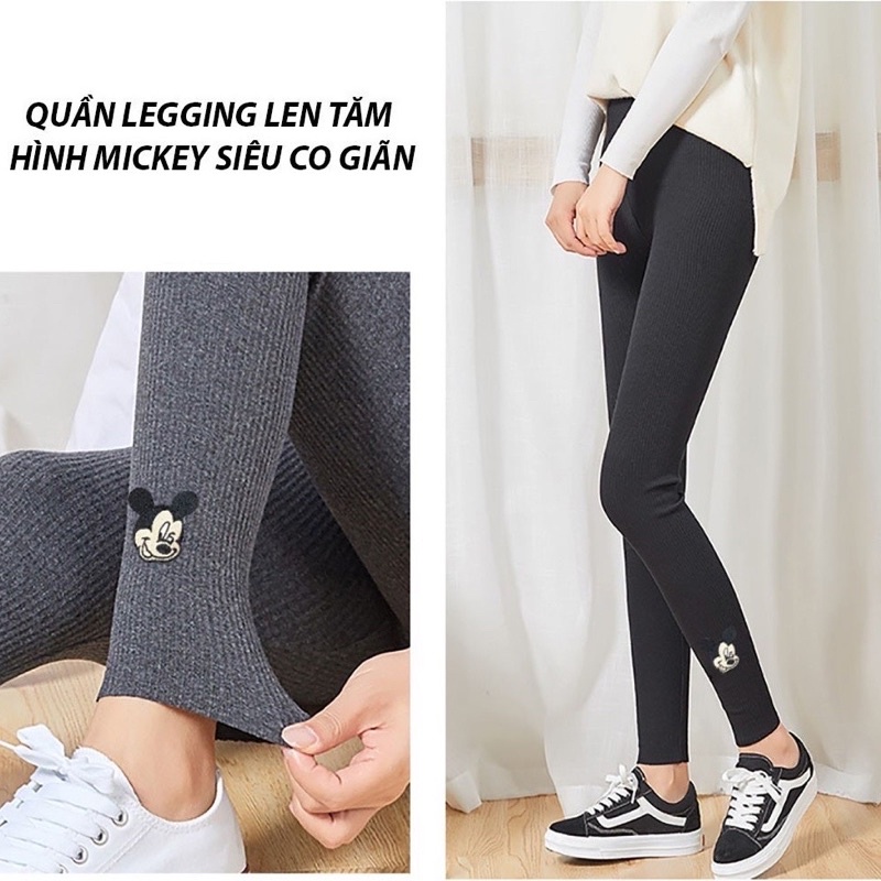 Quần legging len tăm mickey_legging body siêu co giãn_kèm ảnh thật