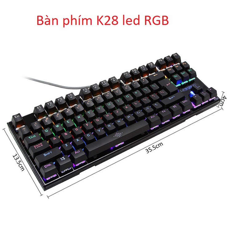 Bàn Phím Cơ Game Thủ K28 87 phím + Tặng đế kê tay nhựa
