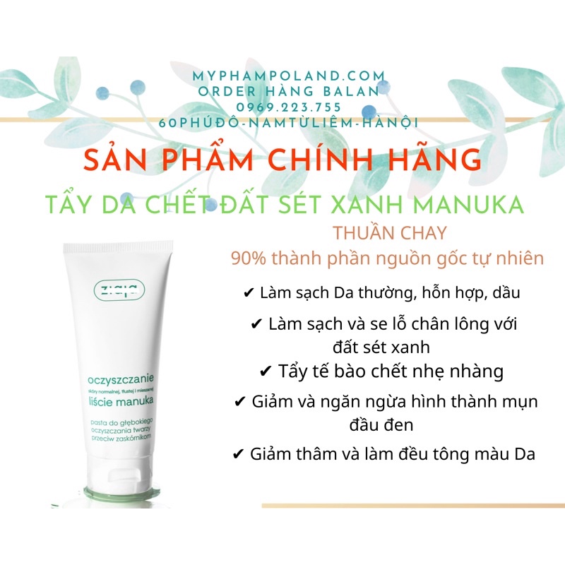 Tẩy Da Chết Đất Sét Xanh Manuka 3in1