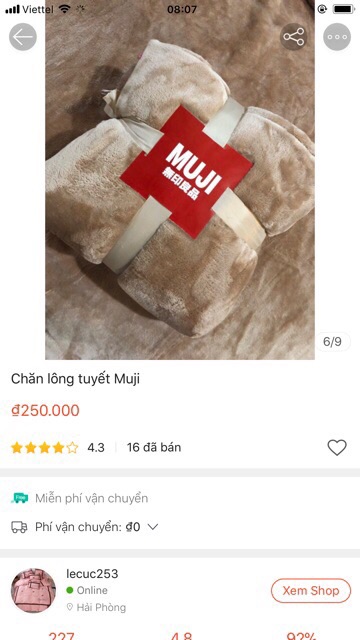 Chăn lông tuyết Muji 1,8kg