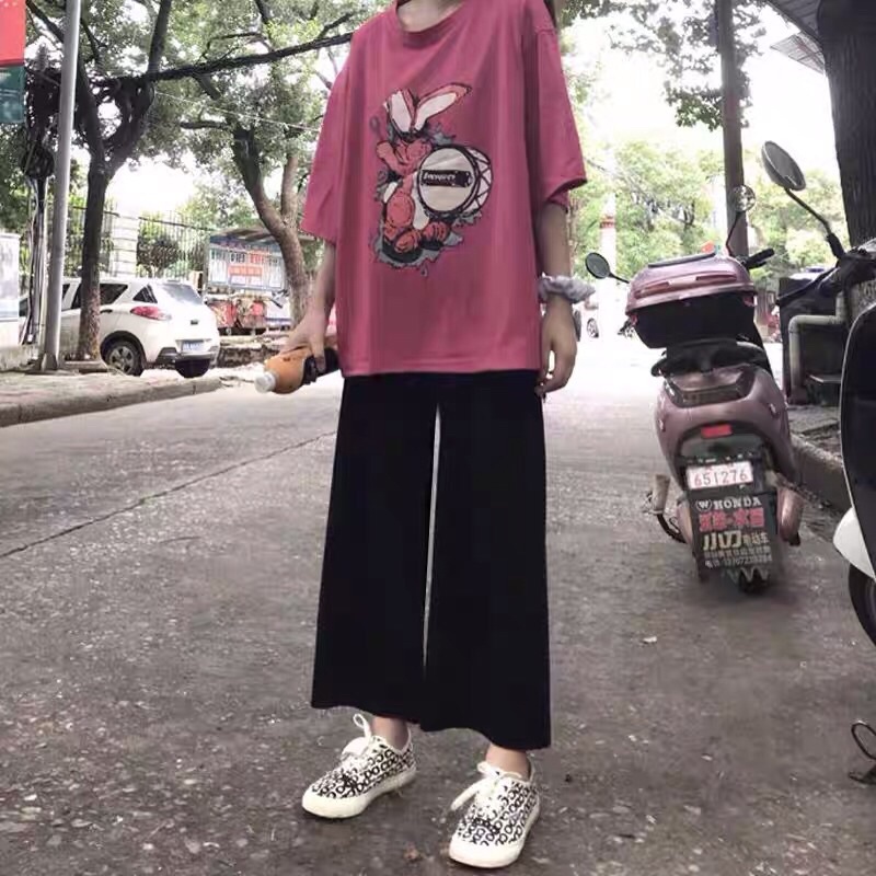 Quần ống rộng suông cạp chun lưng cao basic, Quần culottes nam nữ form rộng Unisex