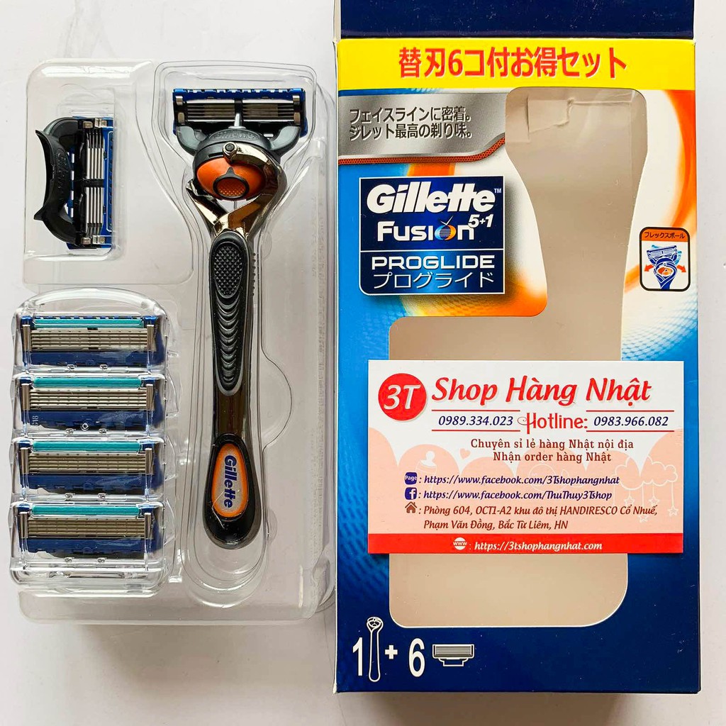 [Hộp 1+6] Dao Cạo Râu Gillette Fusion 5+1, Nhật Bản