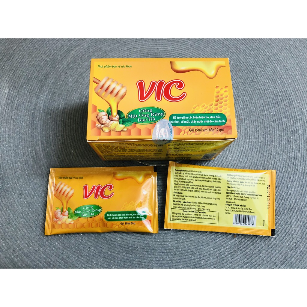 Siro VIC - giúp hỗ trợ giảm ho, đau đầu, hắt hơi, sổ mũi, cảm lạnh Hộp 12 gói