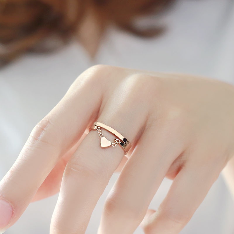 Nhẫn đeo tay bằng thép titan hình trái tim thời trang Hàn Quốc sành điệu cho nữ