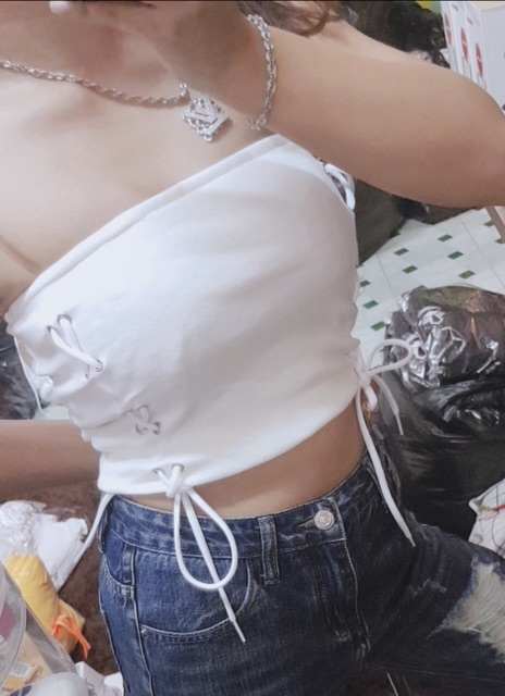 Áo Ống Croptop Đan Dây Eo - Kèm Ảnh Thật - AD07