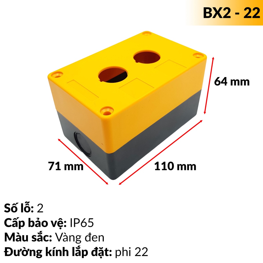 Hộp nút nhấn công tắc đèn phi 22 chống nước chống bụi