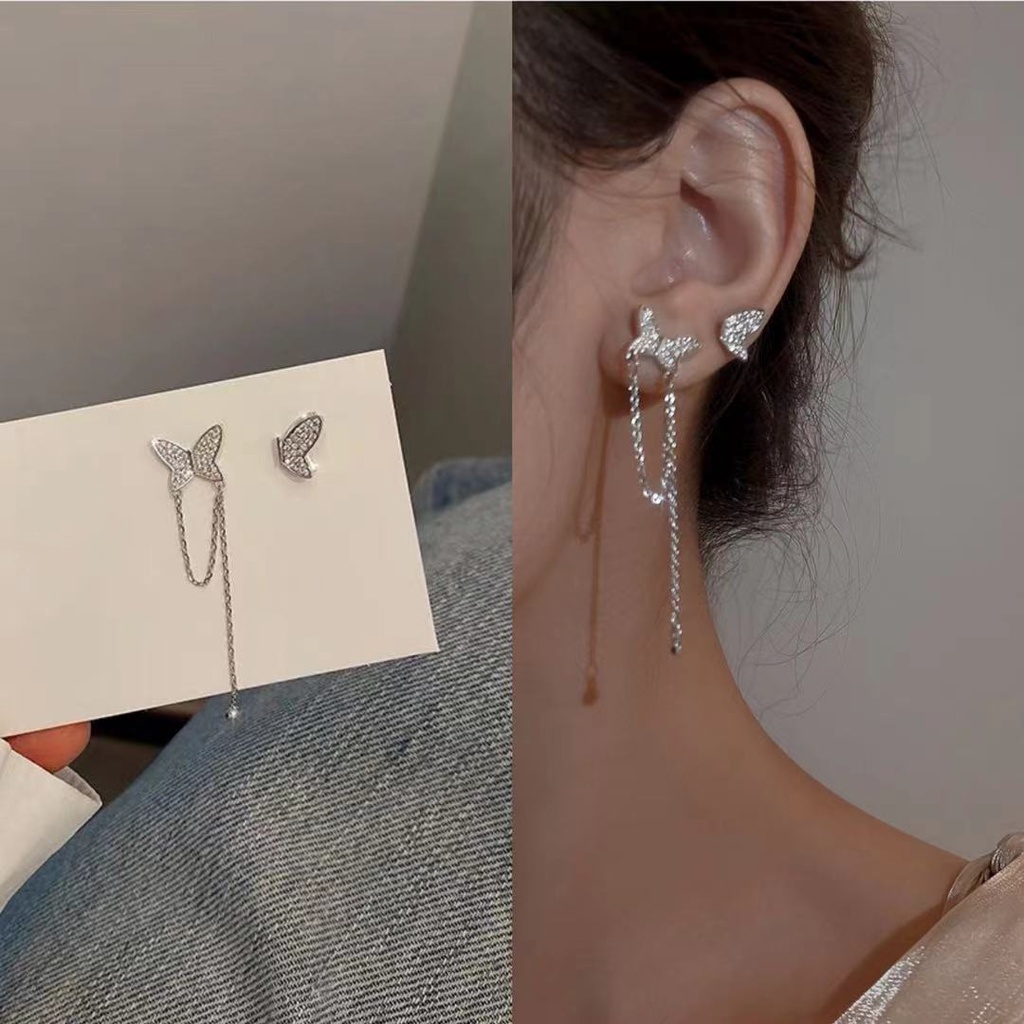 Bông Tai Hình Bướm Bằng Kim Loại Cao Cấp Thời Trang Thu Đông Phong Cách Hàn Quốc