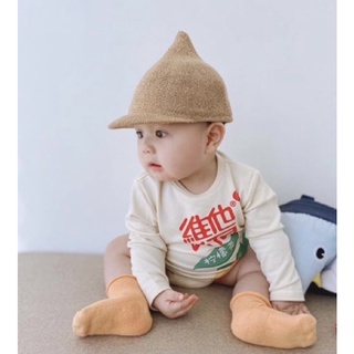 Mũ cói chóp đi biển cho bé, mũ cói trơn có quai bé trai bé gái