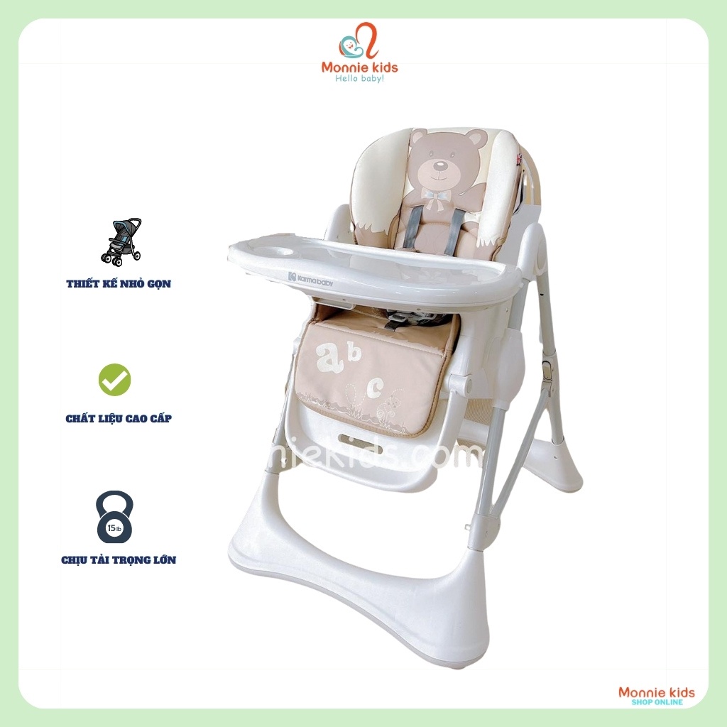 Ghế ăn dặm gấp gọn cho bé Karma Baby, ghế ăn dặm cao em bé đa năng - Monnie Kids