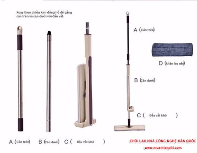 Chổi lau nhà tự vắt công nghệ KOREAN