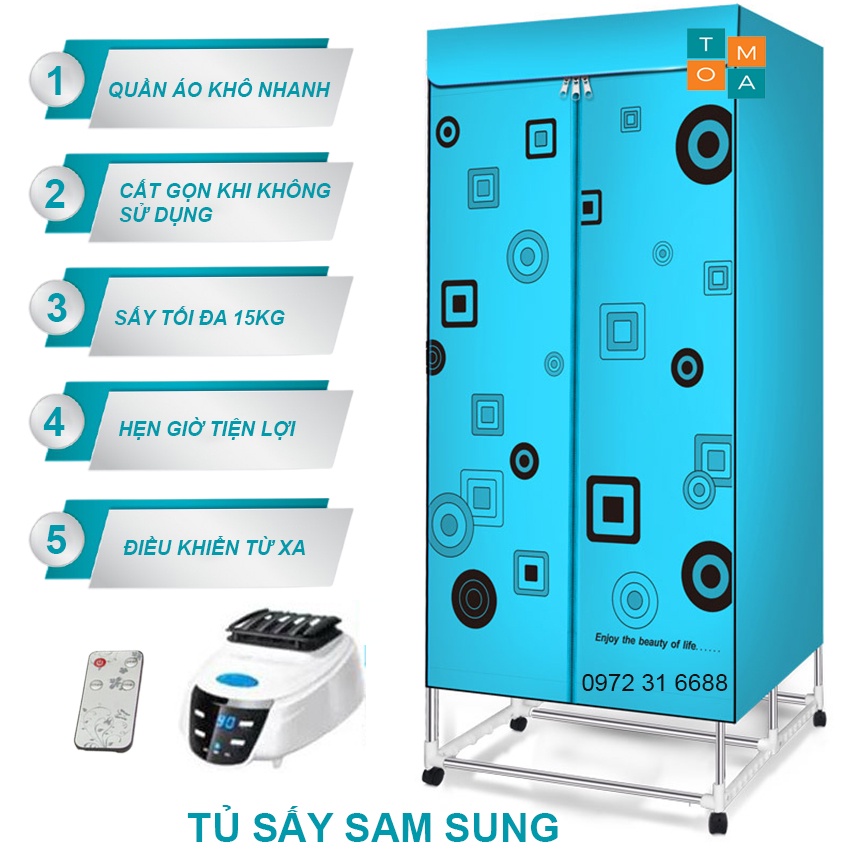 TỦ SẤY QUẦN ÁO SUNGSUNG 2 TẦNG CÓ ĐIỀU KHIỂN, MÁY SẤY QUẦN ÁO NHANH KHÔ BẢO HÀNH 12 THÁNG