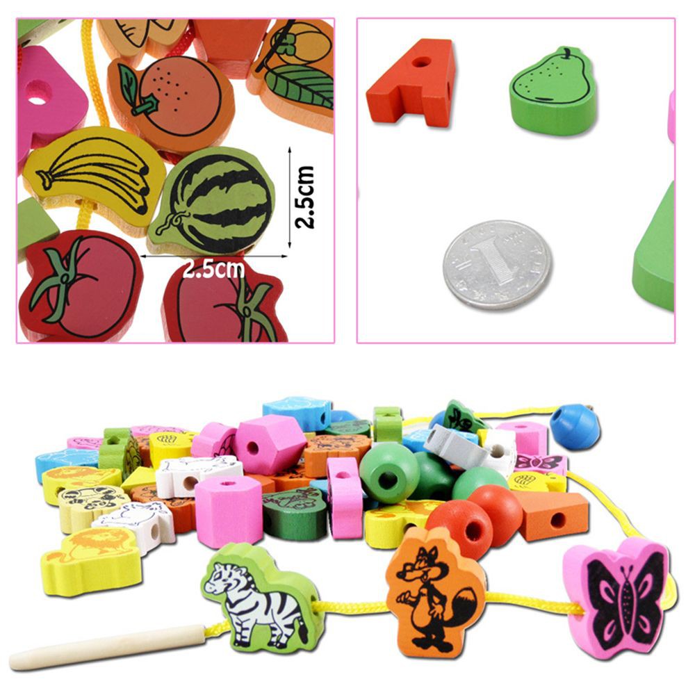 Bộ đồ chơi xỏ dây sâu hạt gỗ cho bé