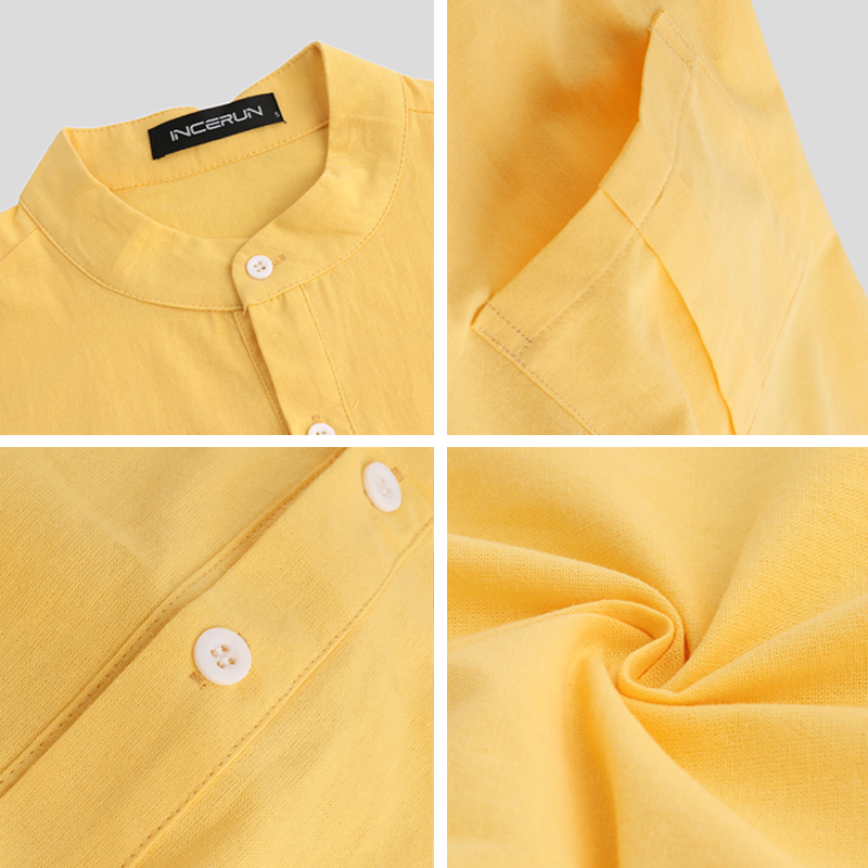 Áo Sơ Mi Vải Lanh Tay Ngắn Dáng Rộng Phong Cách Hip-Hop Cho Nam