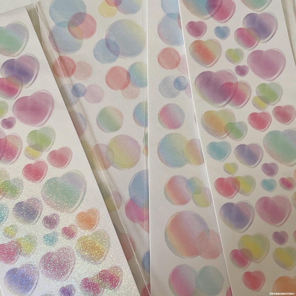 Zanmo tấm hình dán sticker bong bóng trái tim kim tuyến lấp lánh decor toploader