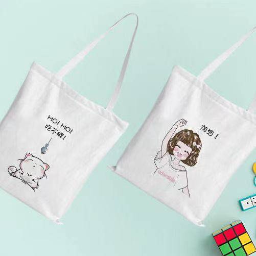 [Spot] canvas bag Korean version of female student shoulder bag handbag white cloth bag bag bag environmental bag shopping bag bag bag 12