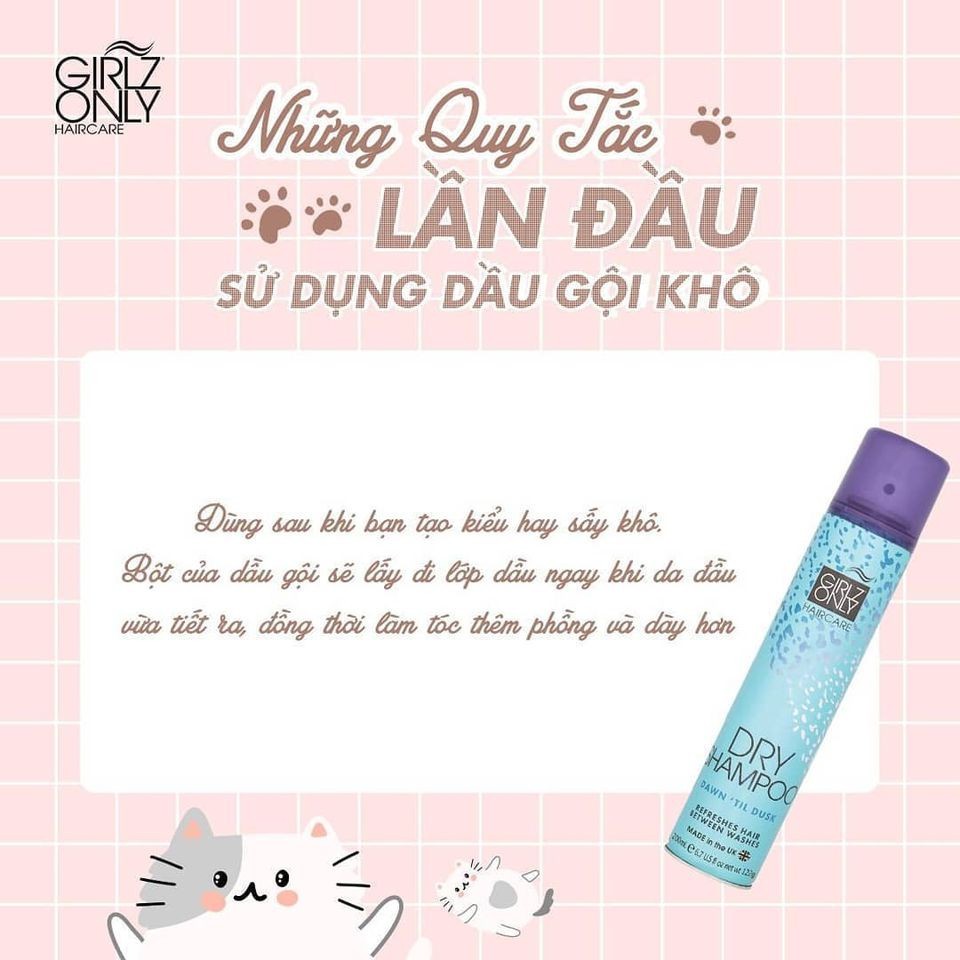 Dầu Gội Khô Giúp Tóc Sạch Dầu Và Trở Nên Bồng Bềnh Ngay Lập Tức Girlz Only Dry Shampoo 200ml - Dawn 'Til Dusk (Xanh)