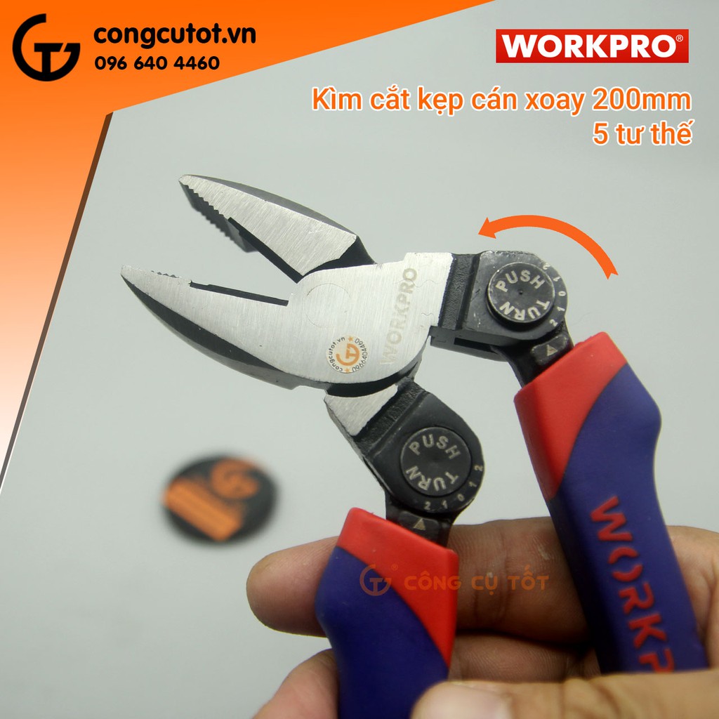 Kìm kẹp, cắt cán xoay 200mm WORKPRO W031183