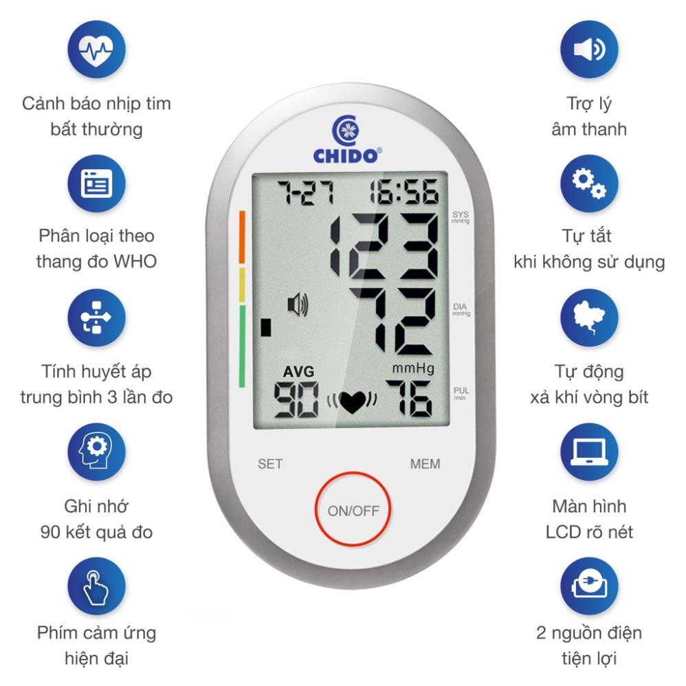 [CHÍNH HÃNG ] Máy huyết áp Chido cảm ứng cao cấp Model 2022 - tặng kèm bộ Adapter chính hãng