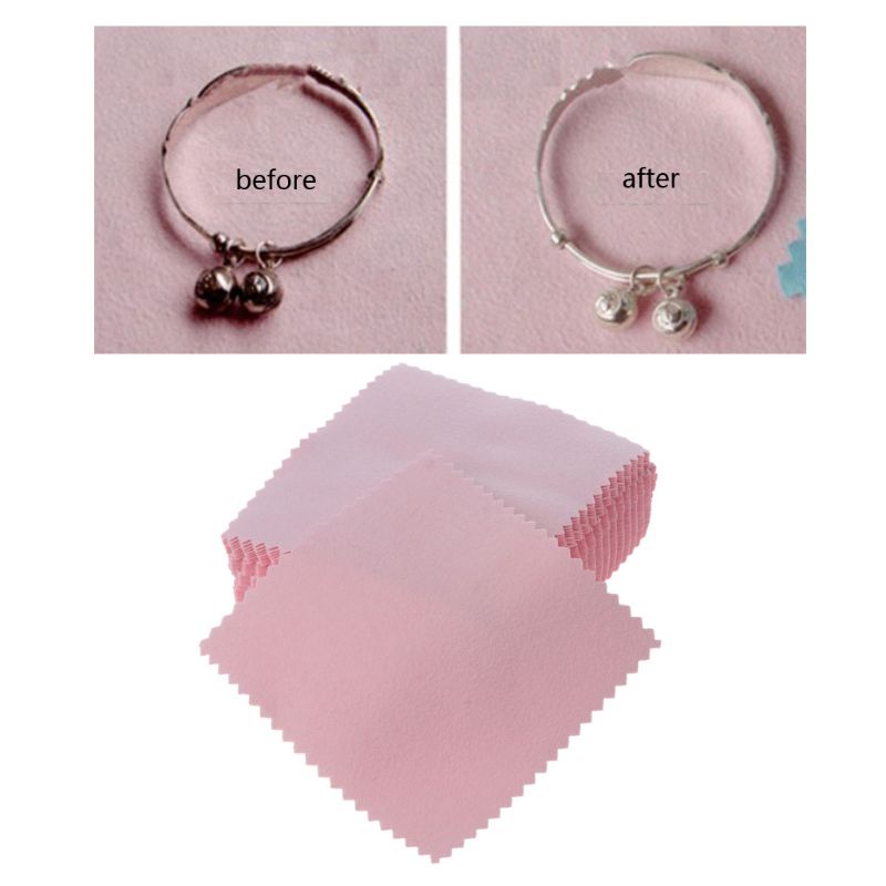 Set 50 Khăn Lau Đánh Bóng Trang Sức Màu Hồng / Bạc / Đồng / Vàng