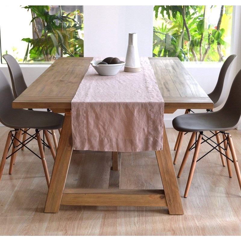 Tấm trải trang trí bàn ăn table runner vải linen 1 lớp kiểu dáng vintage