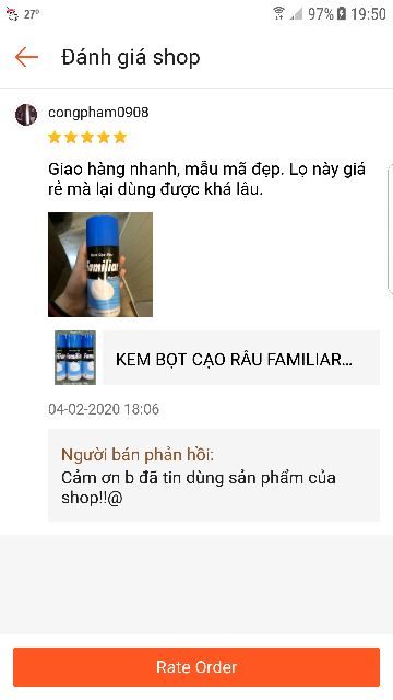 KEM BỌT CẠO RÂU FAMILIAR MENTHOL 300g