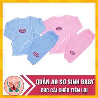 Bộ sơ sinh khuy lệch dài tay
