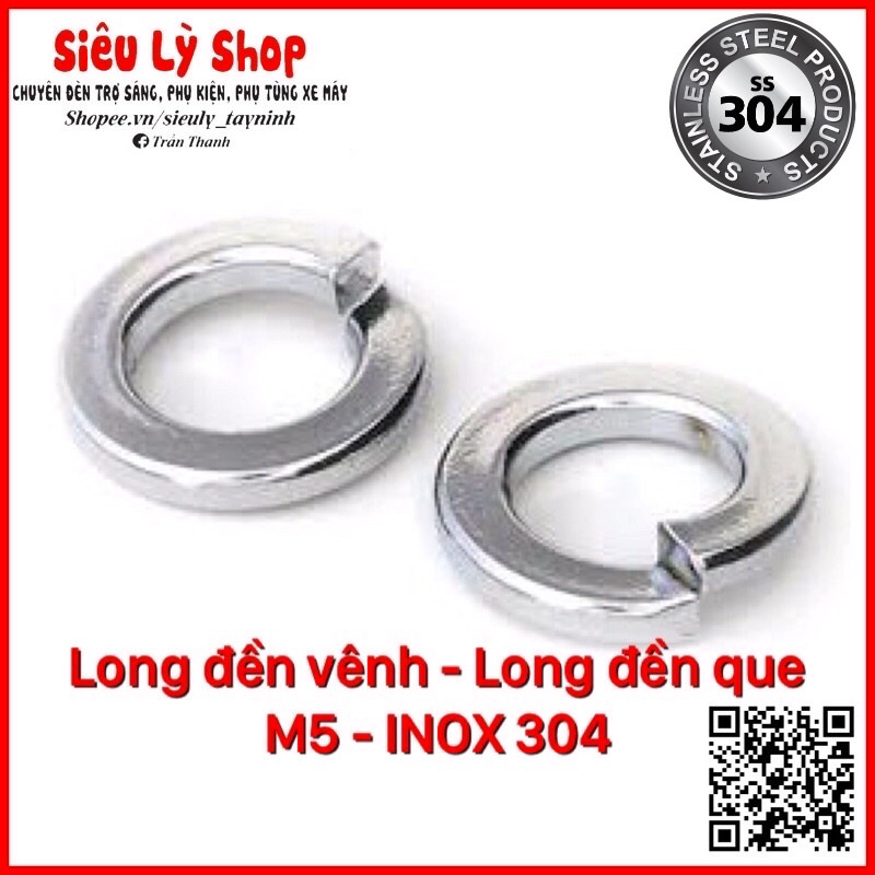 Long đền Vênh - Long đền que M5 INOX 304 (Set 50cái)