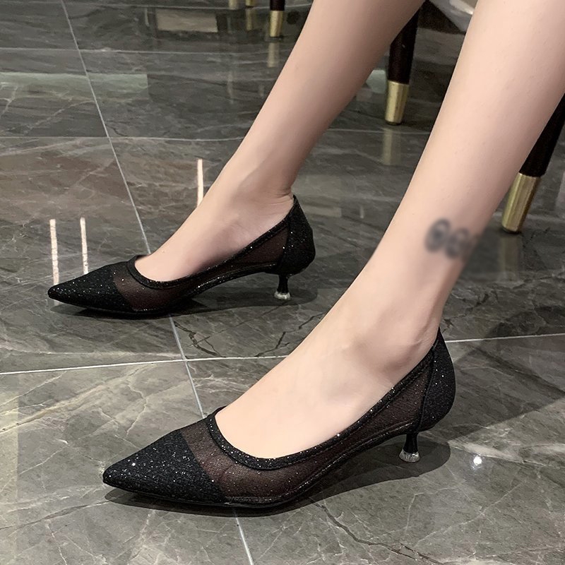 Giày Cao Gót Mũi Nhọn Màu Vàng Thời Trang Nữ Gợi Cảm