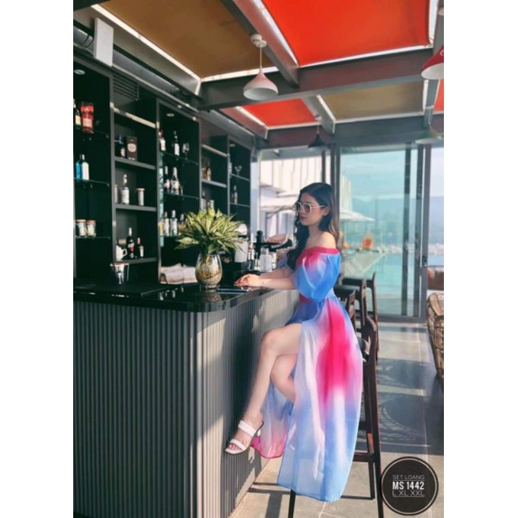 SET ÁO TAY PHỒNG PHỐI VÁY LOANG MÀU BIGSIZE ĐI BIỂN